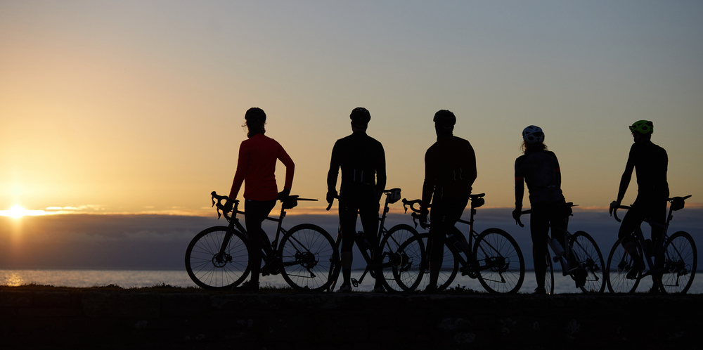 Bicycle trip at sunset.